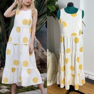 Anthropologie Eva Franco Cassis Yellow Polka Dot Maxi Dress